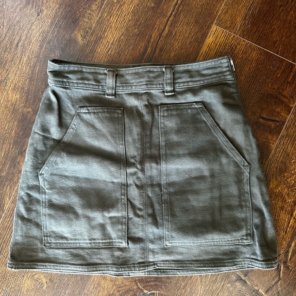 Wilfred Khaki Denim Cargo Skirt